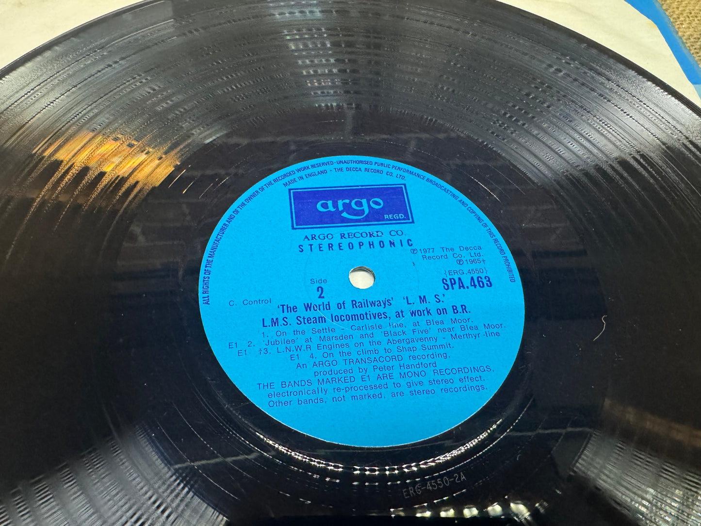 Argo Transacord vinyl record album titled "The World of Railways - L.M.S.