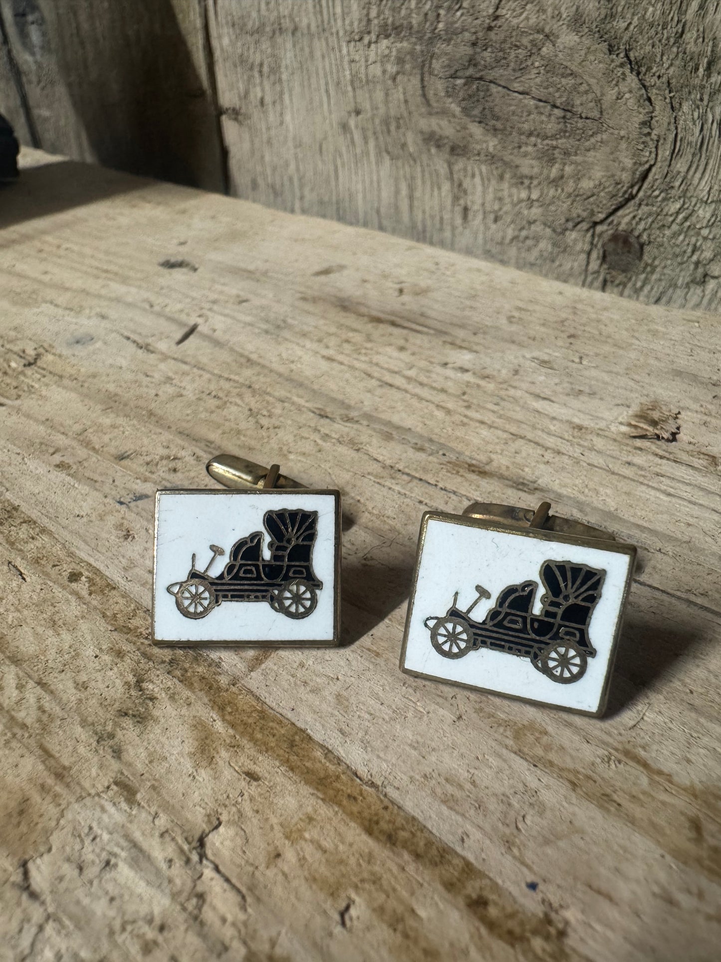 Black & White Vintage Car Cufflinks