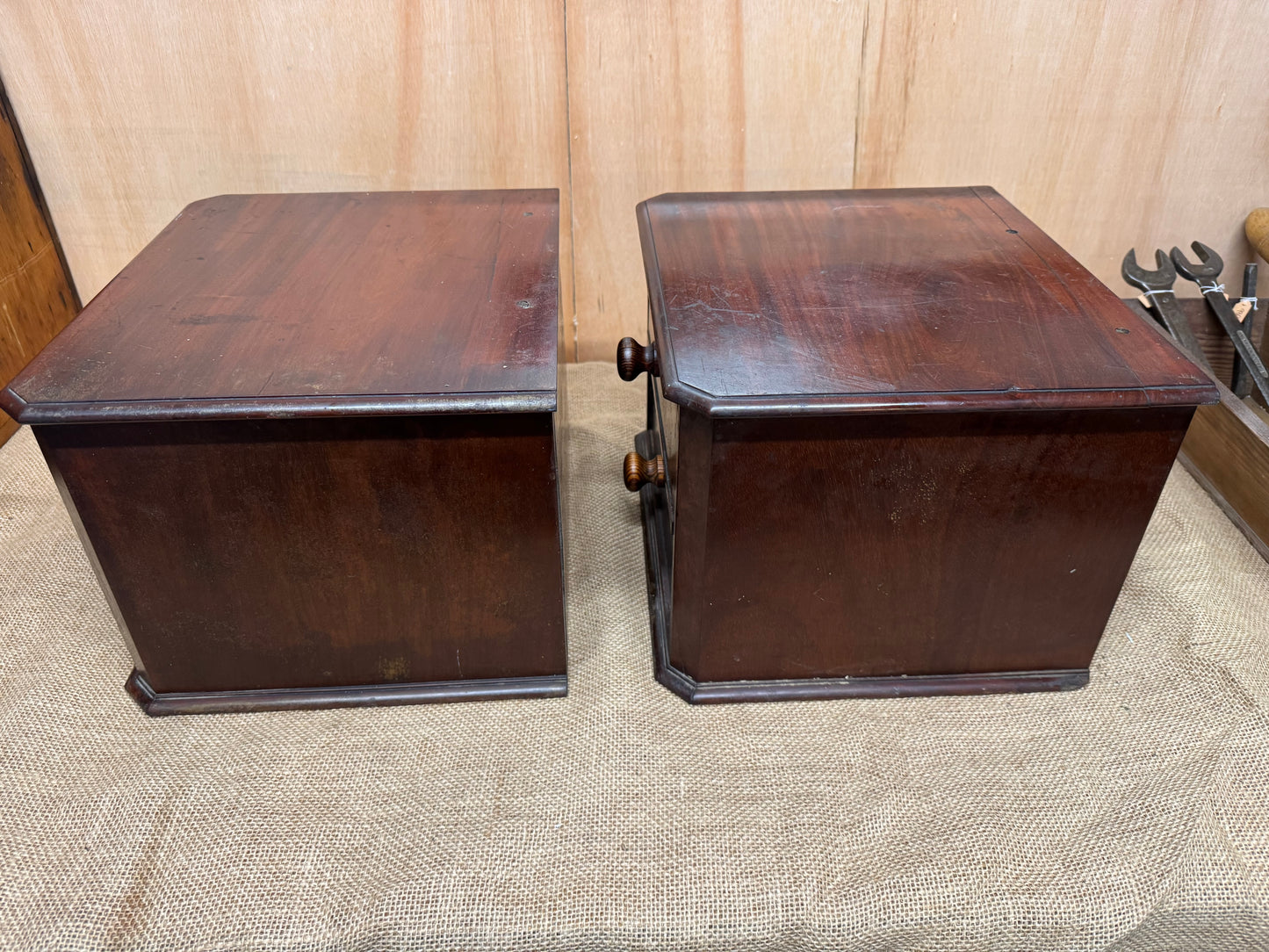 Pair of vintage wooden drawer units