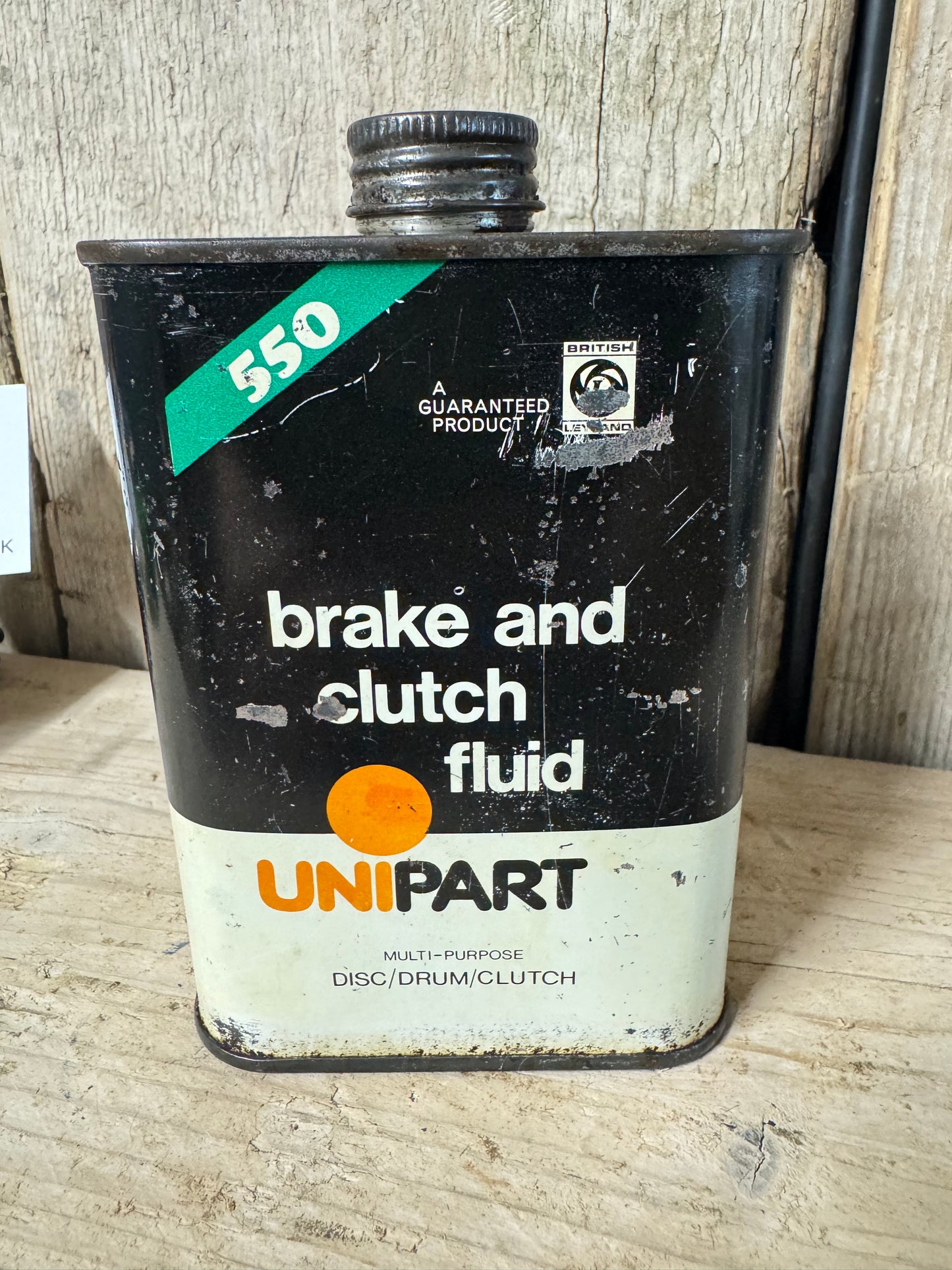 Vintage Unipart 550 Brake & Clutch Fluid Tin Can