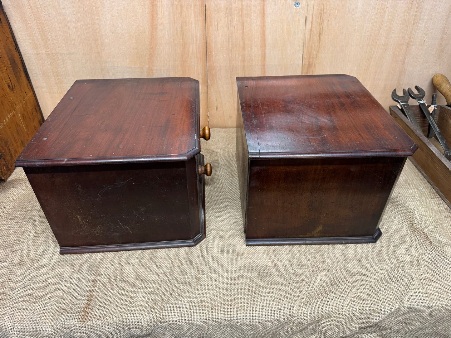 Pair of vintage wooden drawer units