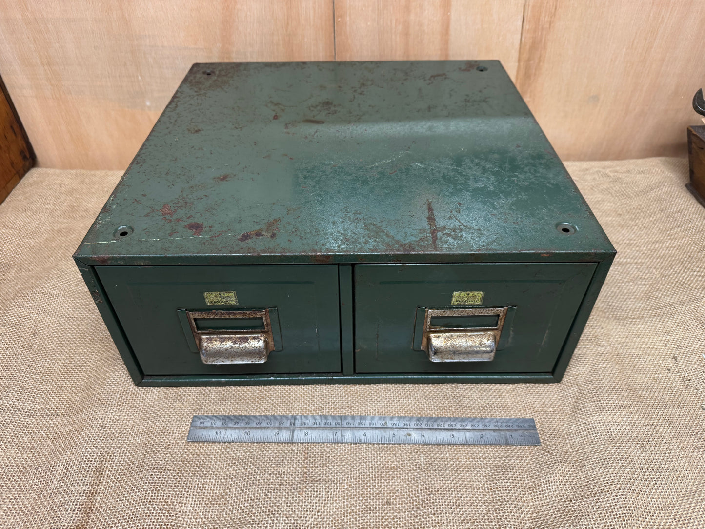Vintage Blick Green 2 Drawer Card File / Index Cabinet