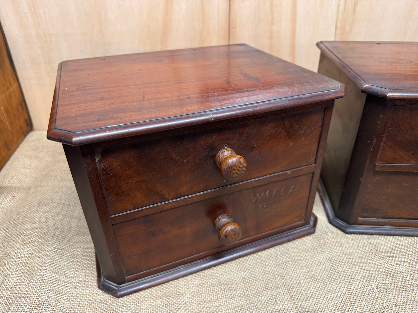 Pair of vintage wooden drawer units