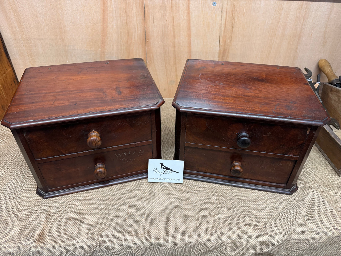 Pair of vintage wooden drawer units