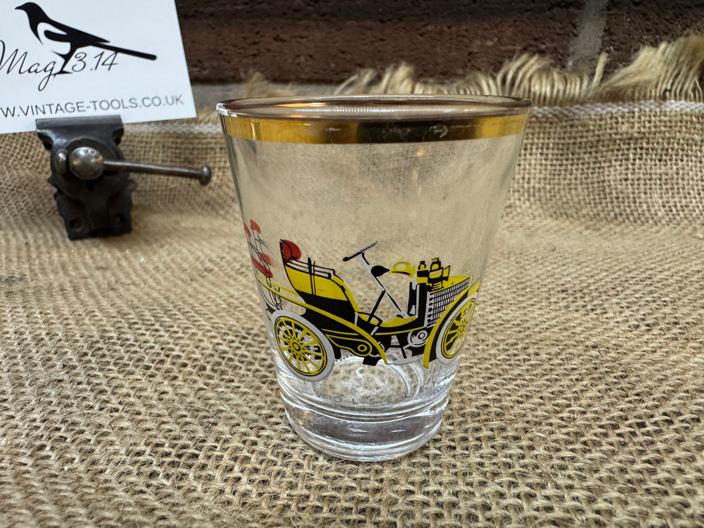 Set of 4 Vintage Car Themed Shot Glasses
