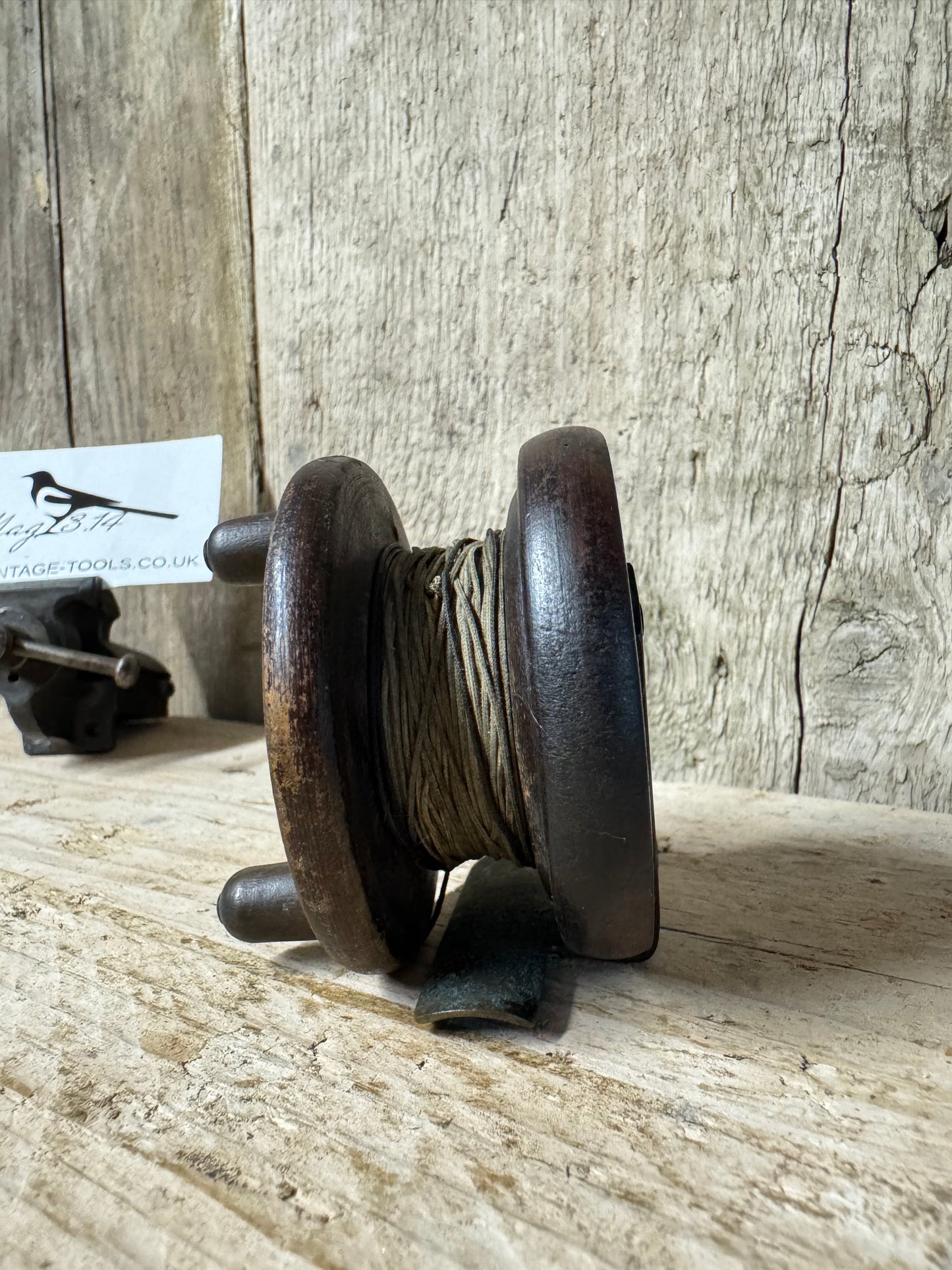 Vintage Wood & Brass Fishing Reel