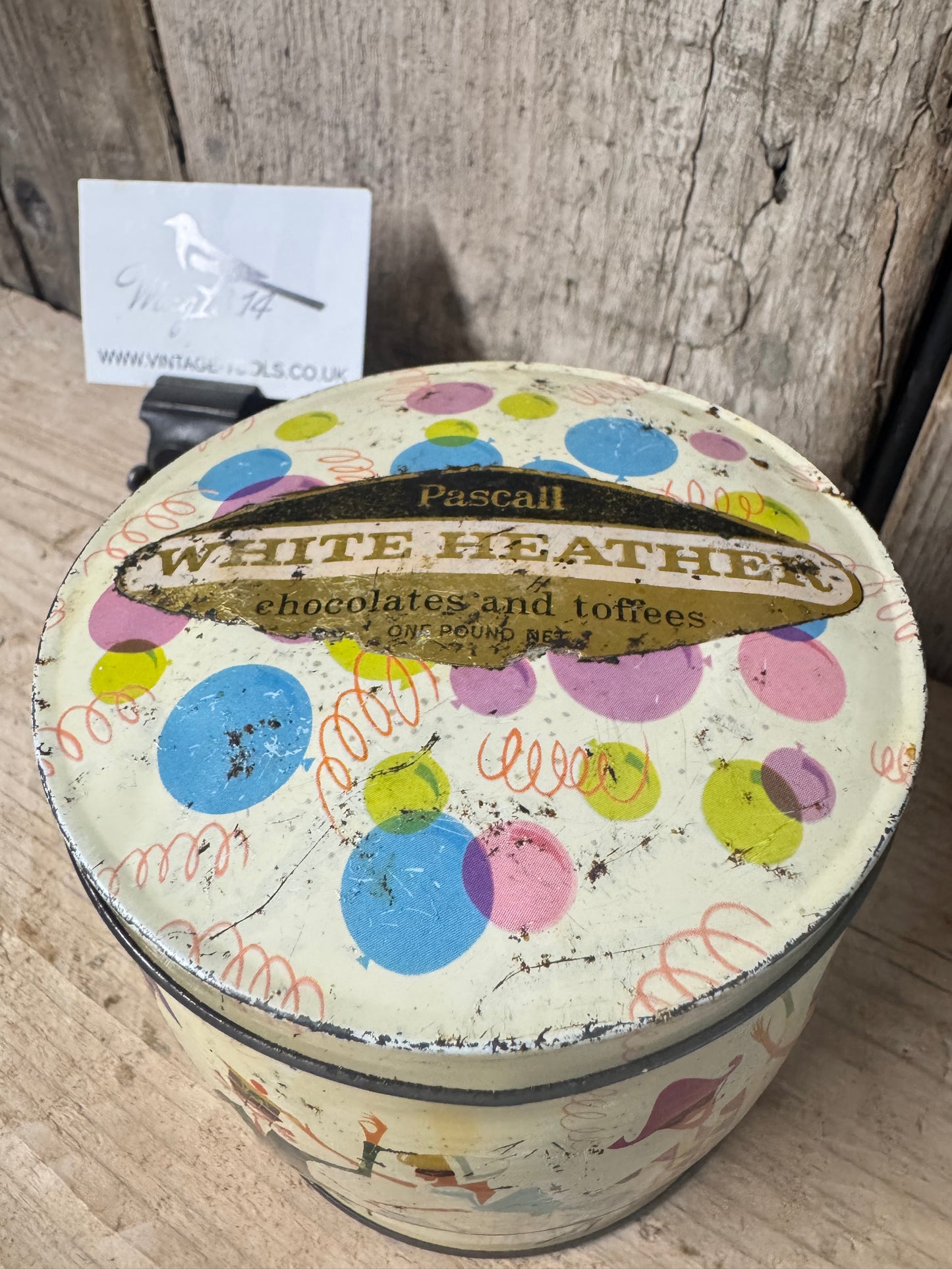 Vintage Pascall White Heather Chocolates & Toffees Tin