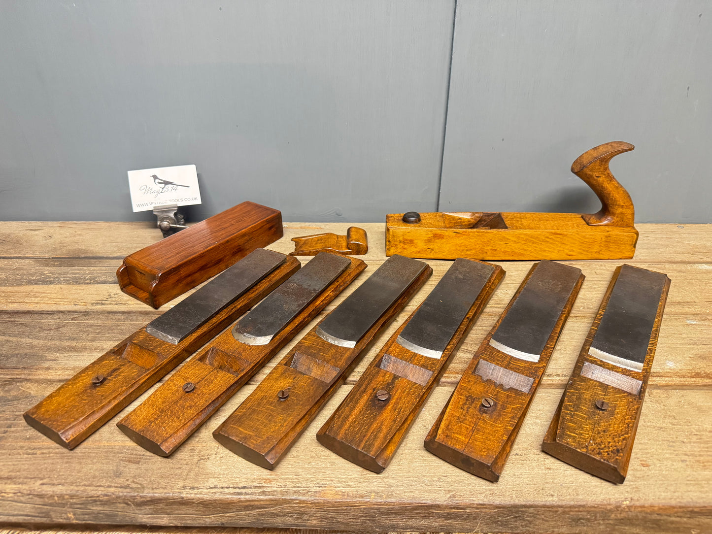 12" Patternmakers Beech Rounding Plane with 6 Interchangeable Soles