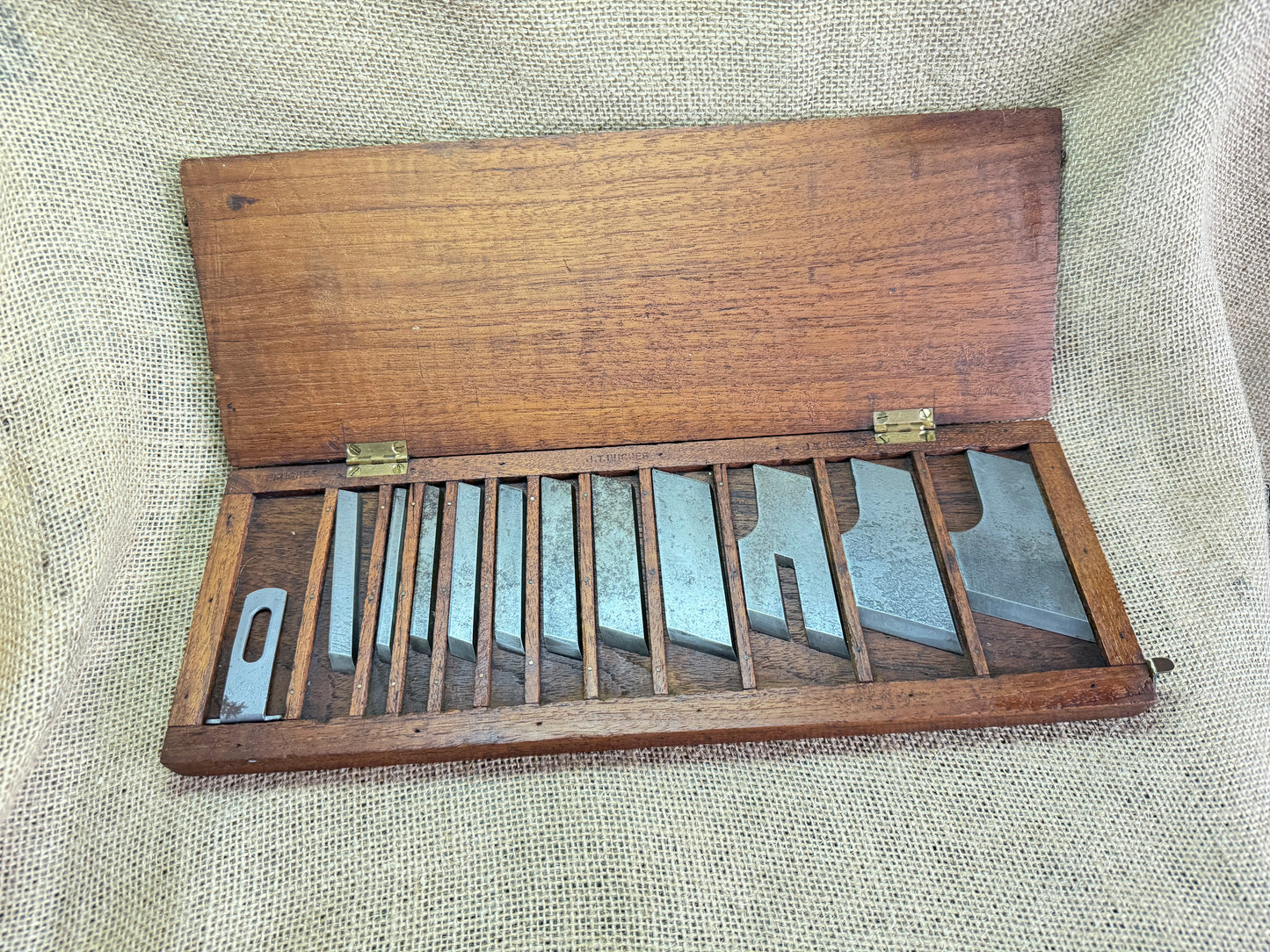 Collection of Stanley No 46 Skew Iron Plough Plane Cutters