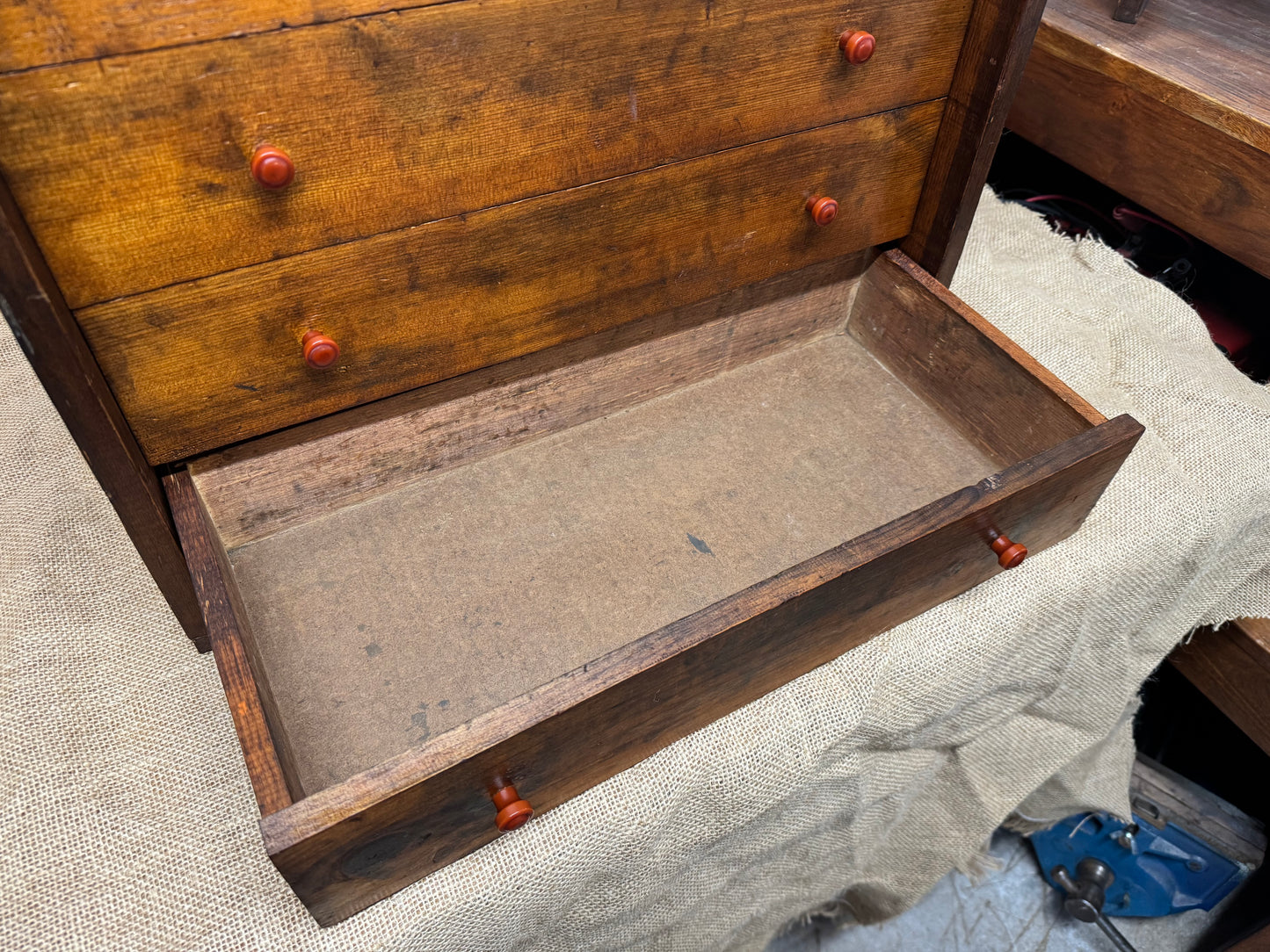 Vintage Pine 4 Drawer Machinist / Engineers Tool Chest