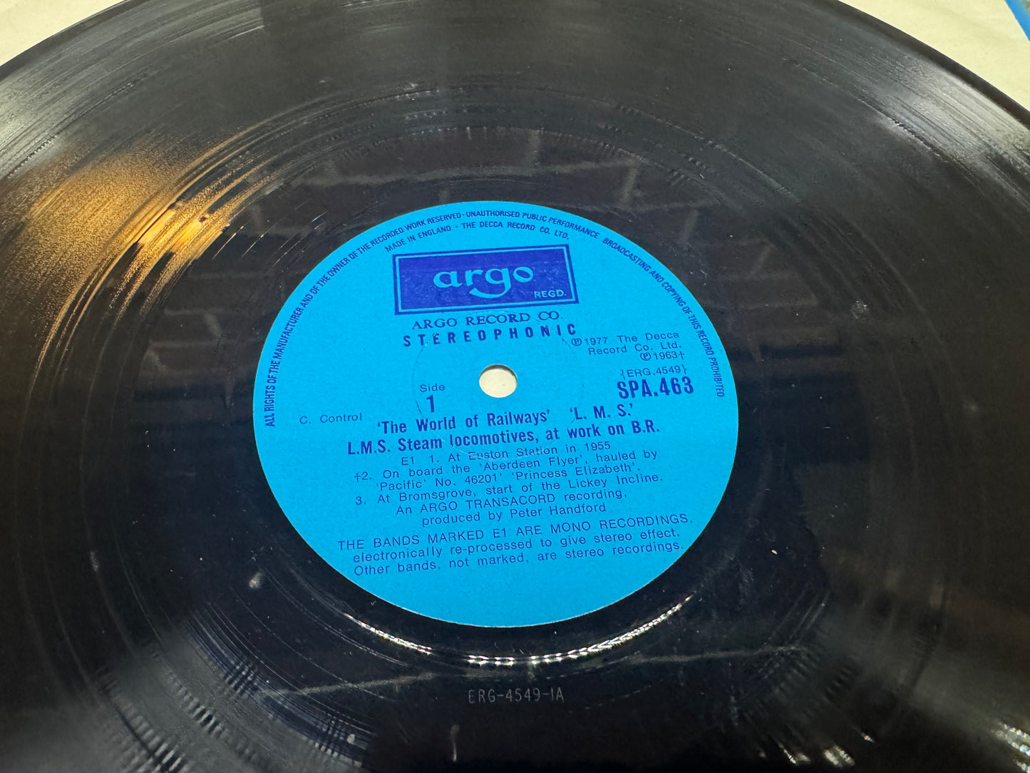 Argo Transacord vinyl record album titled "The World of Railways - L.M.S.