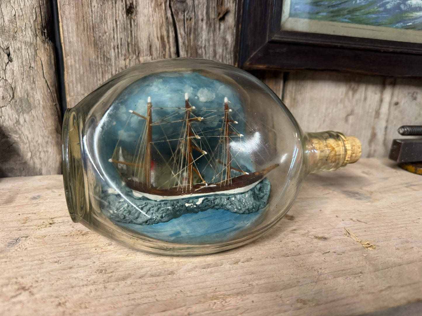 Vintage 3 Mast Clipper Ship In a Bottle
