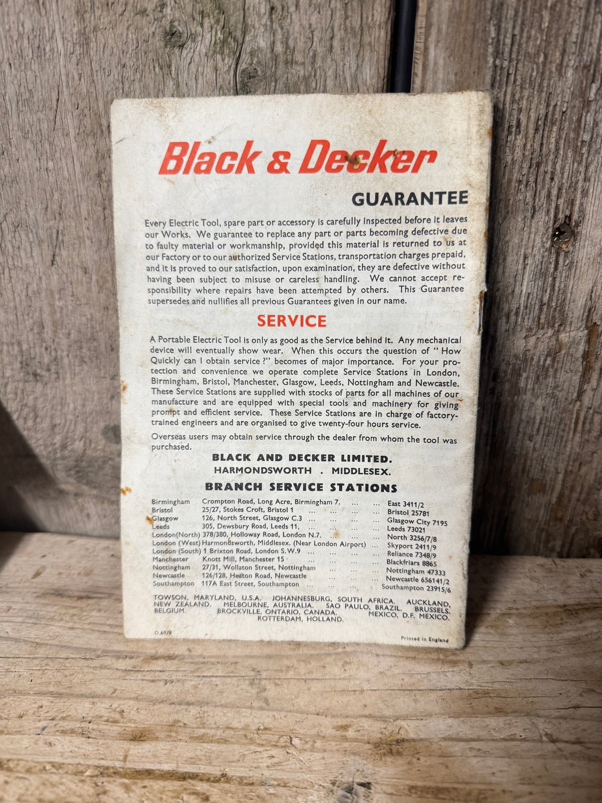 Vintage Black & Decker Care & Use of Portable Electric Tools Booklet