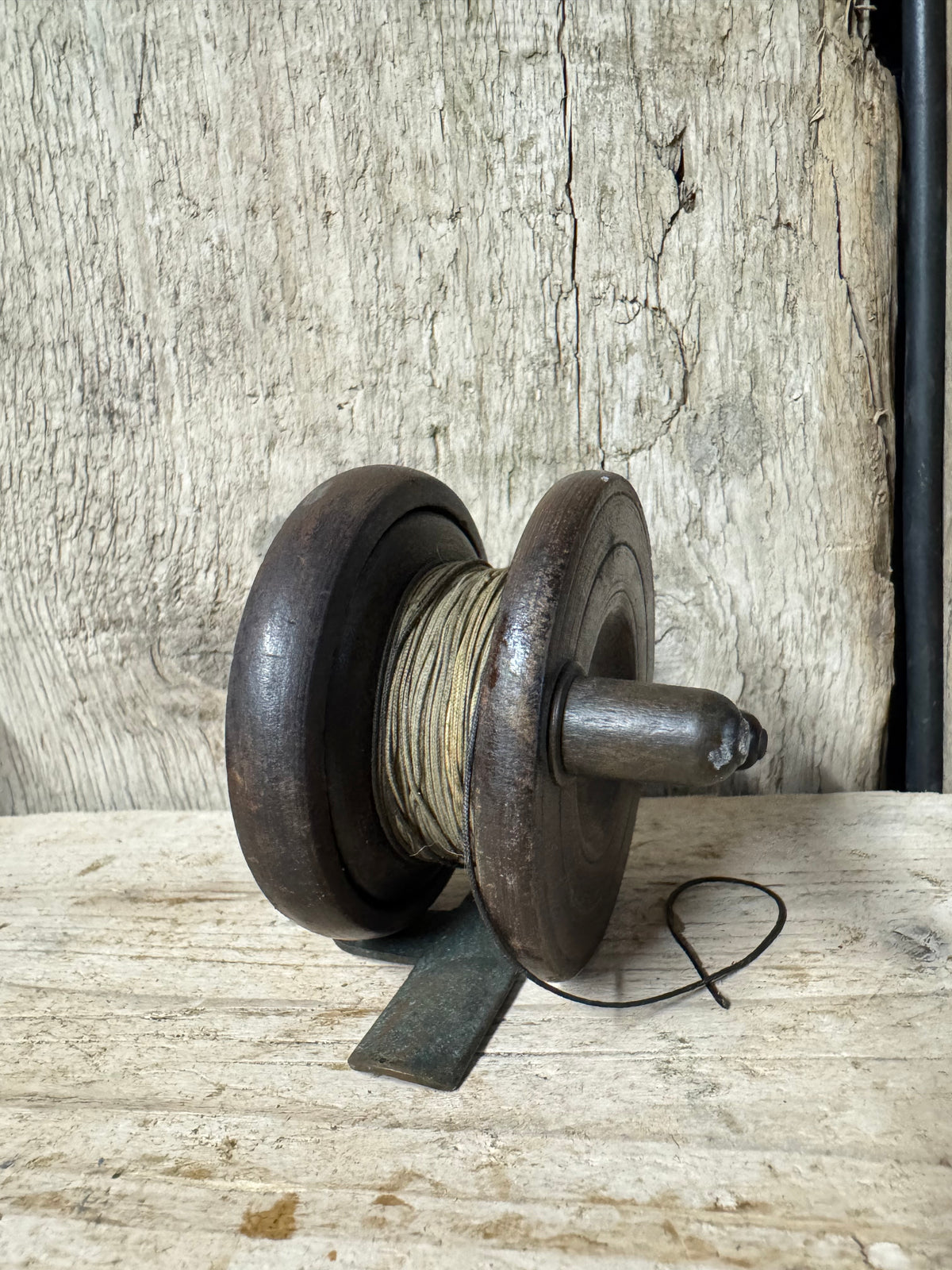 Vintage Wood & Brass Fishing Reel