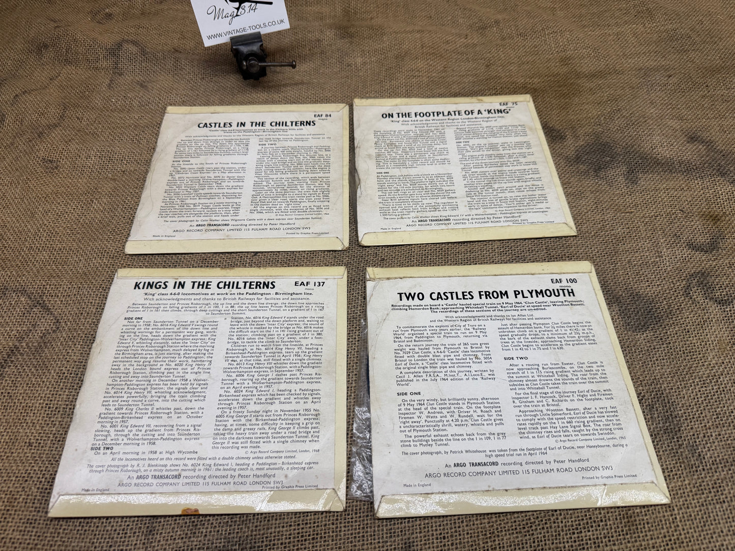 Set of 4 Argo Transacord Railway Themed Vinyl Recordings