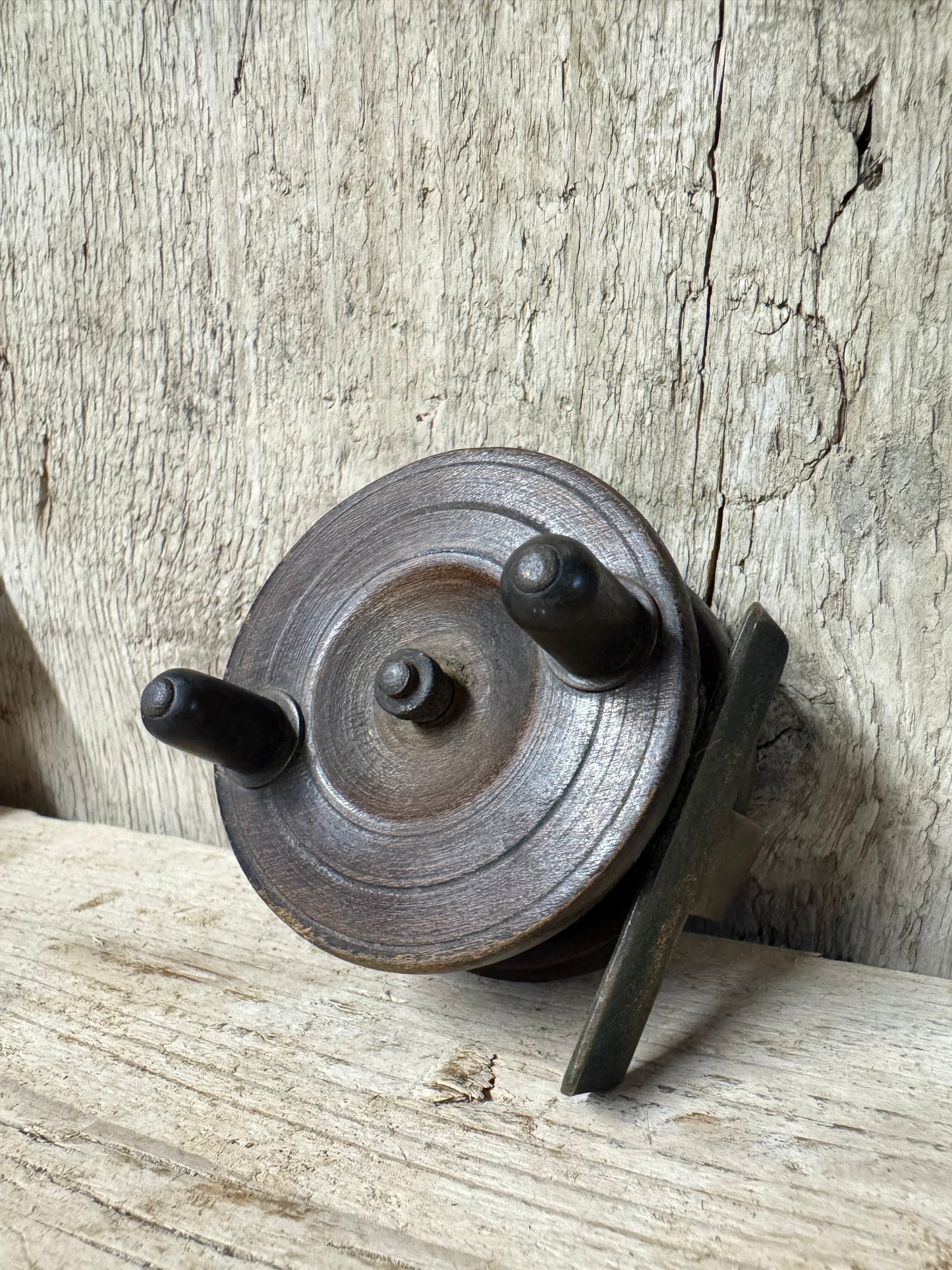 Vintage Wood & Brass Fishing Reel