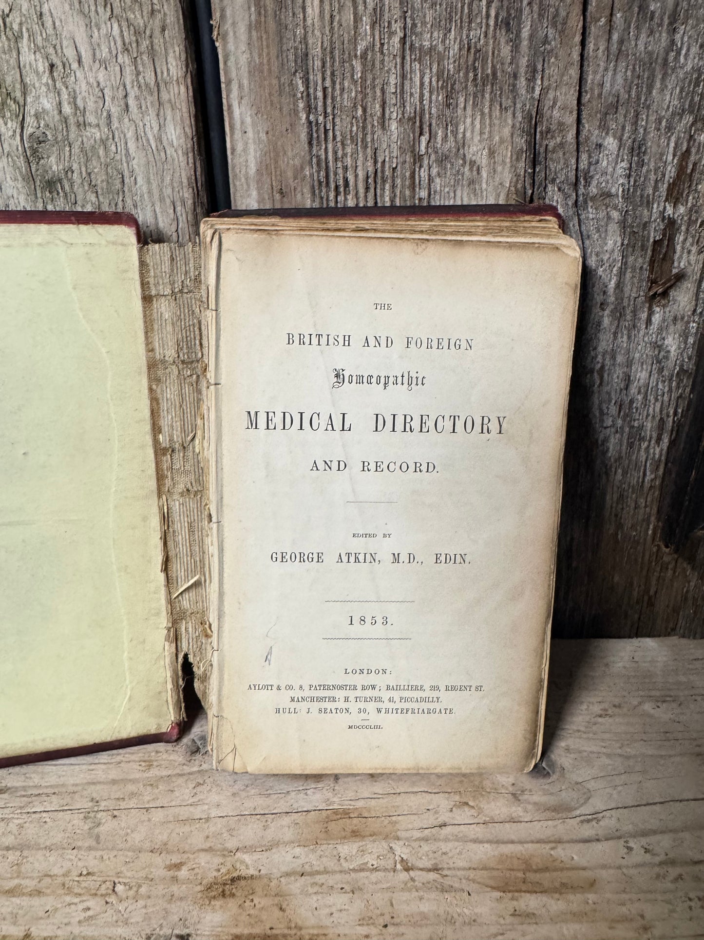 The Homeopathic Directory Book 1853