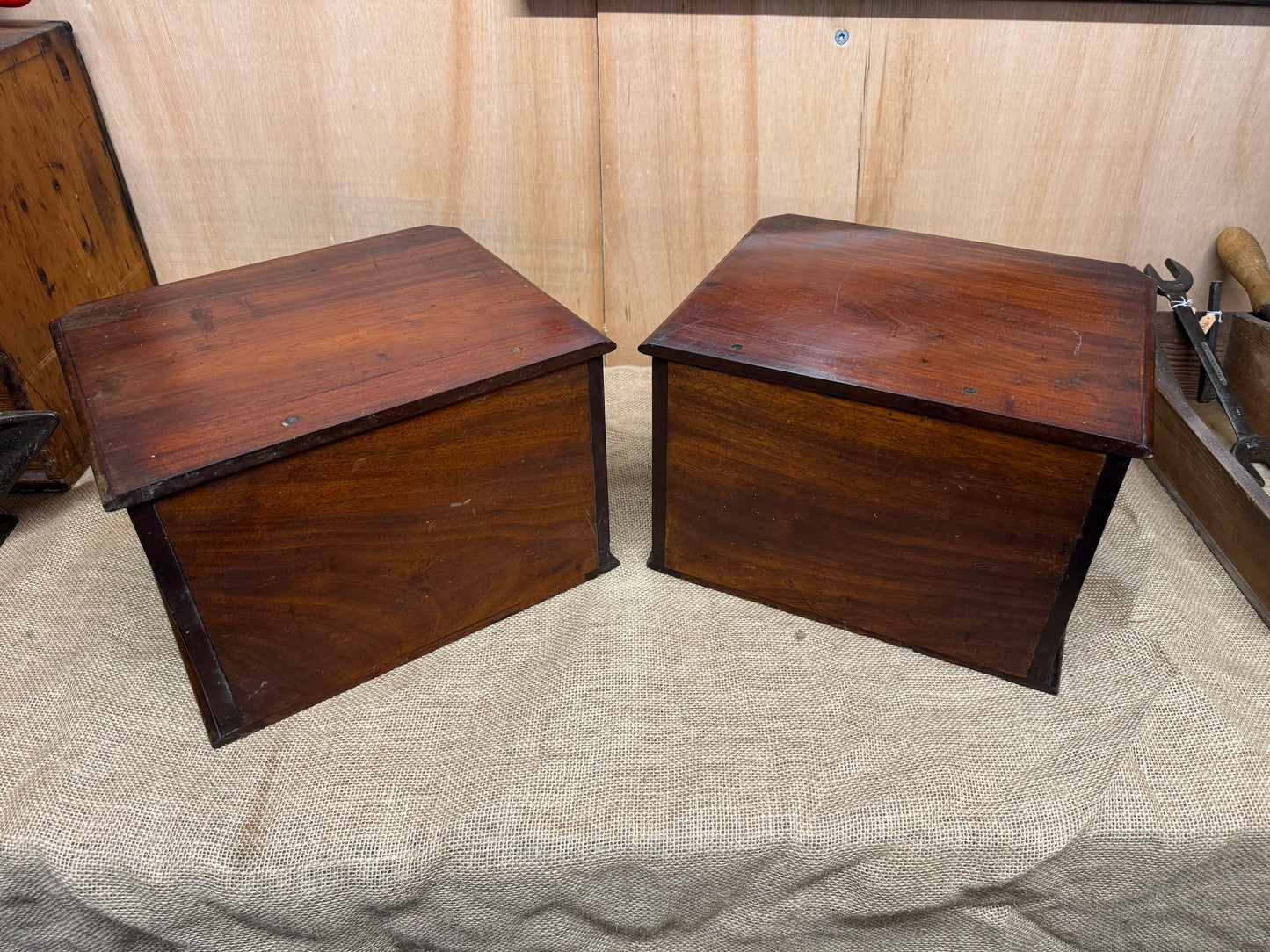 Pair of vintage wooden drawer units