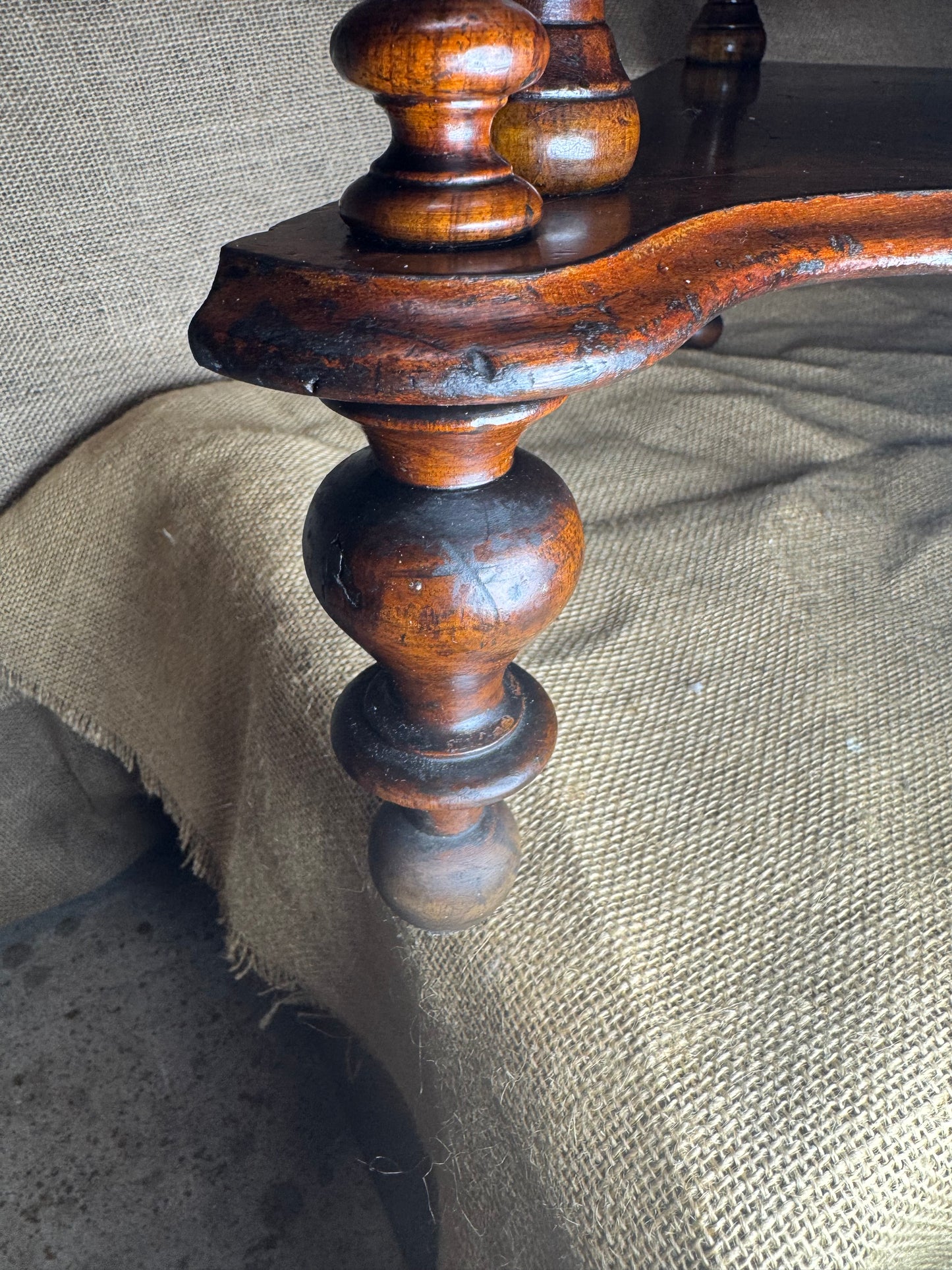Victorian 4 Tier Walnut Inlay and Barley Twist Corner Whatnot