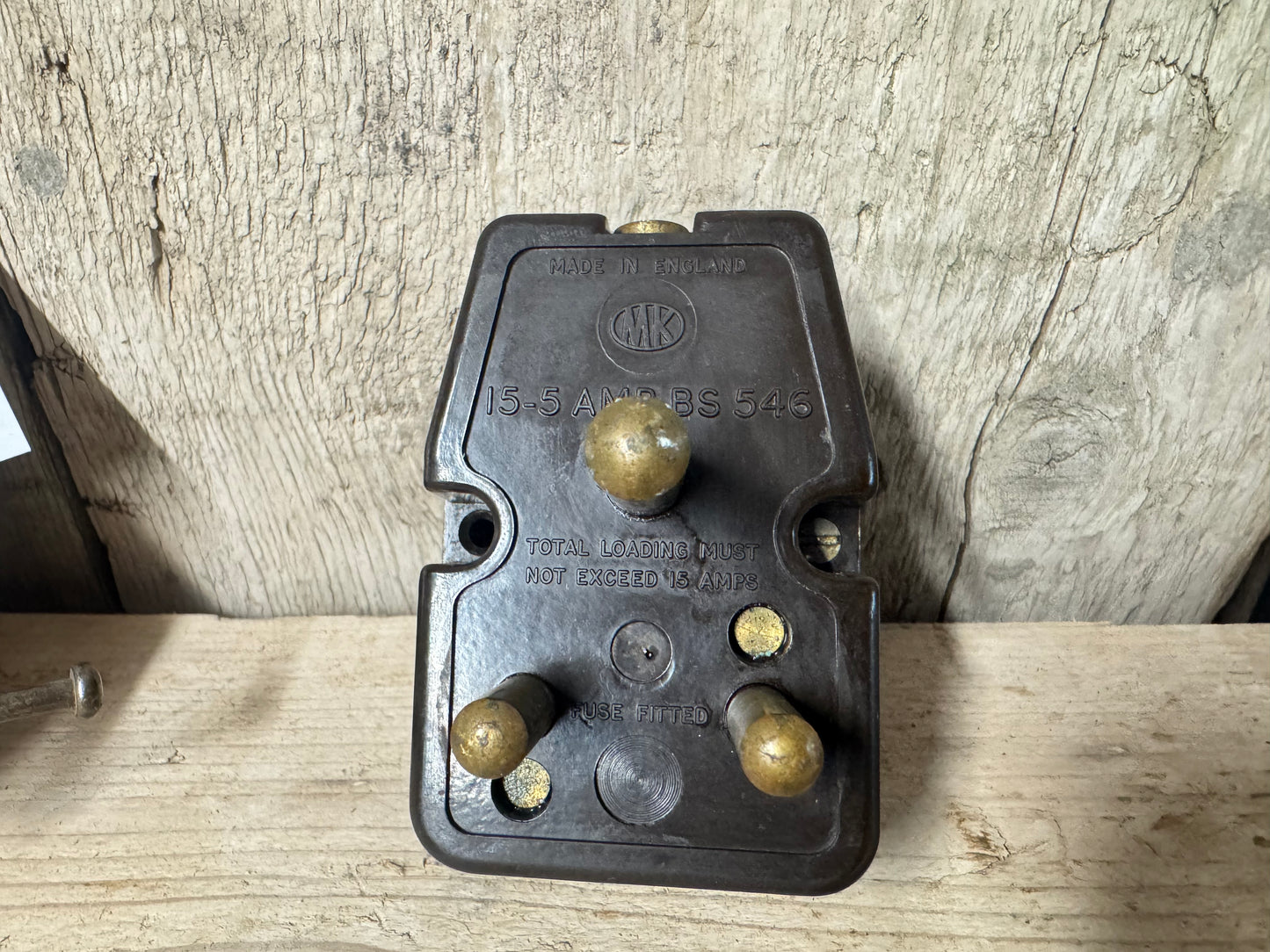Vintage Bakelite MK 15-5 AMP Fused Adaptor