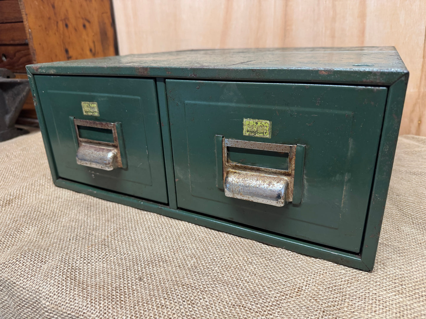 Vintage Blick Green 2 Drawer Card File / Index Cabinet