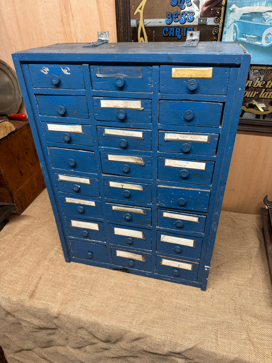 Vintage Blue 24 Drawer Wall Unit