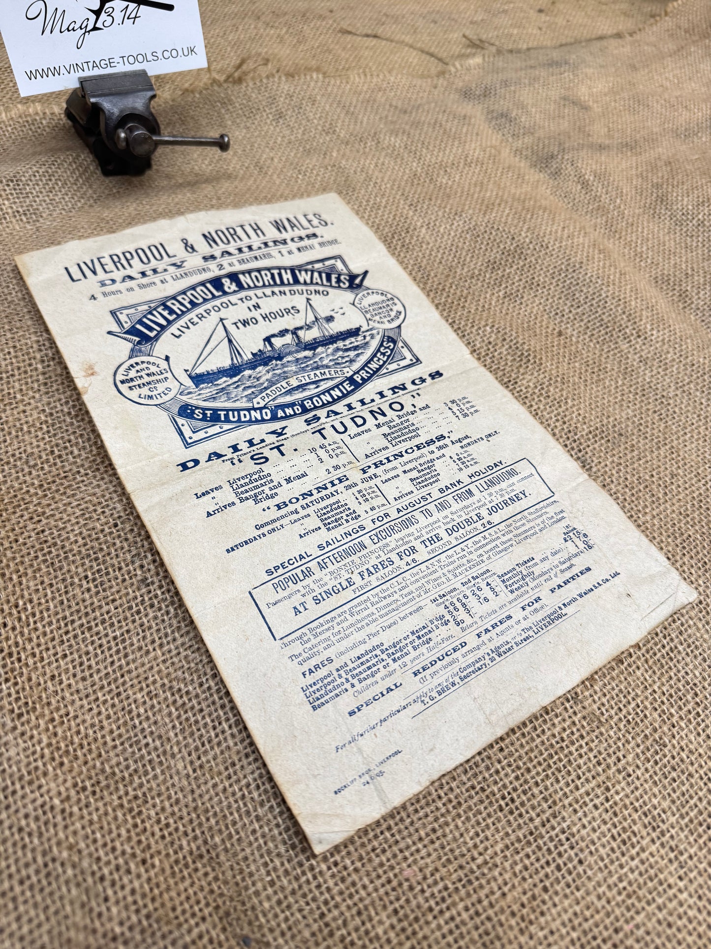 Antique Liverpool and North Wales Paddle Steamer Advert