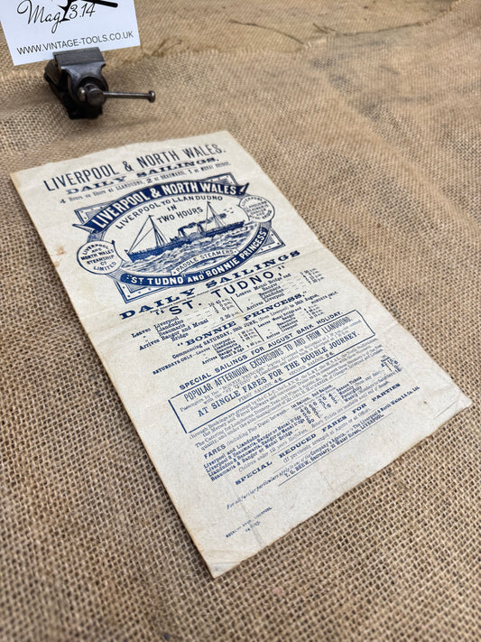 Antique Liverpool and North Wales Paddle Steamer Advert