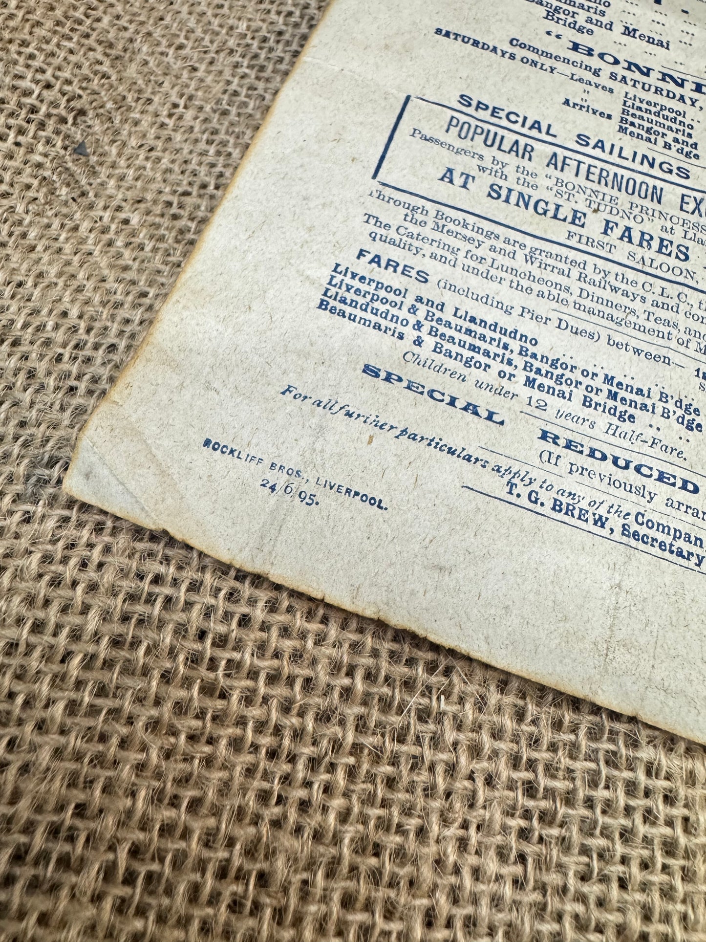 Antique Liverpool and North Wales Paddle Steamer Advert