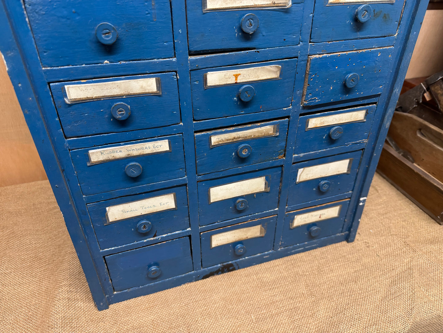 Vintage Blue 24 Drawer Wall Unit
