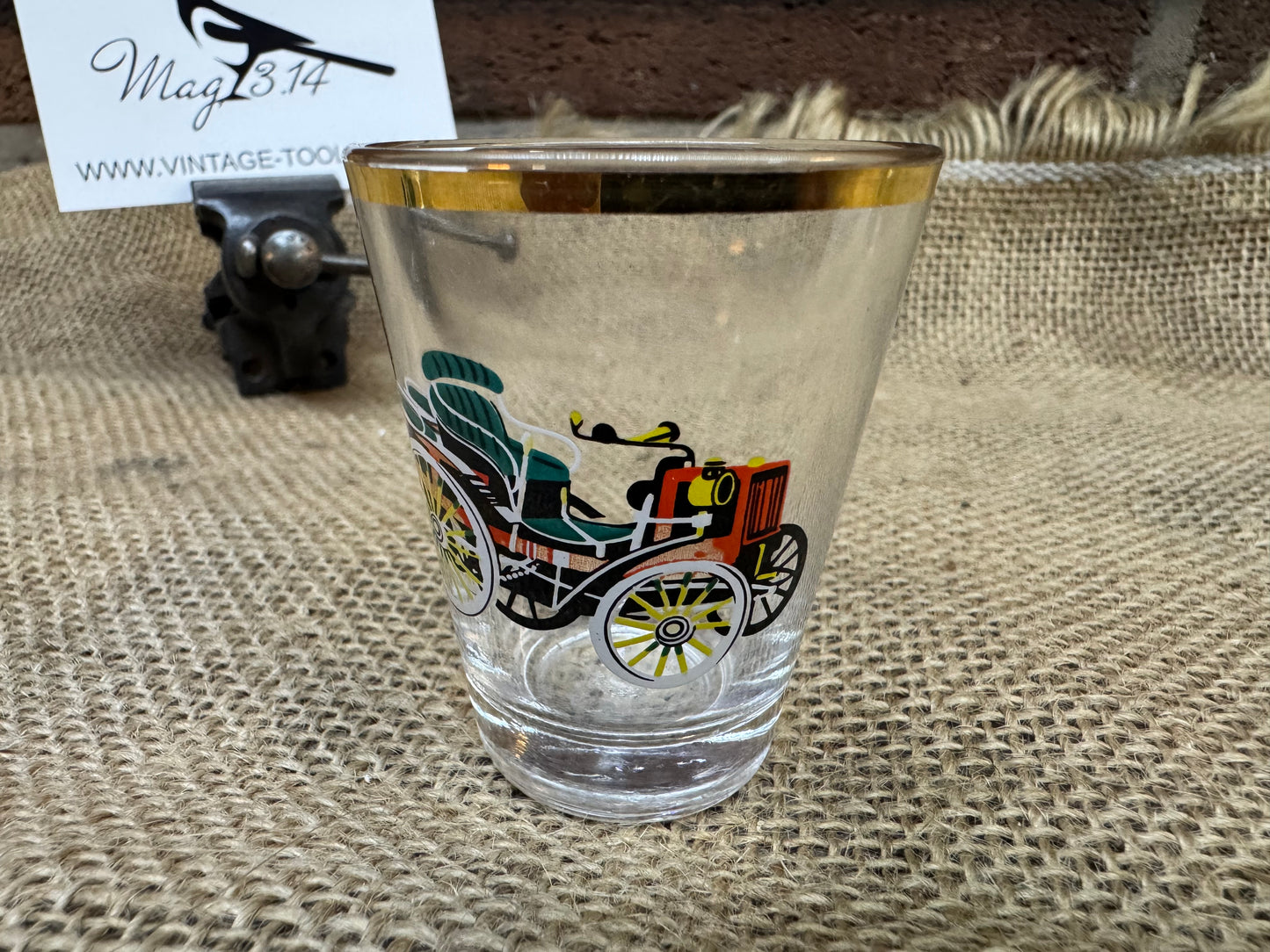 Set of 4 Vintage Car Themed Shot Glasses