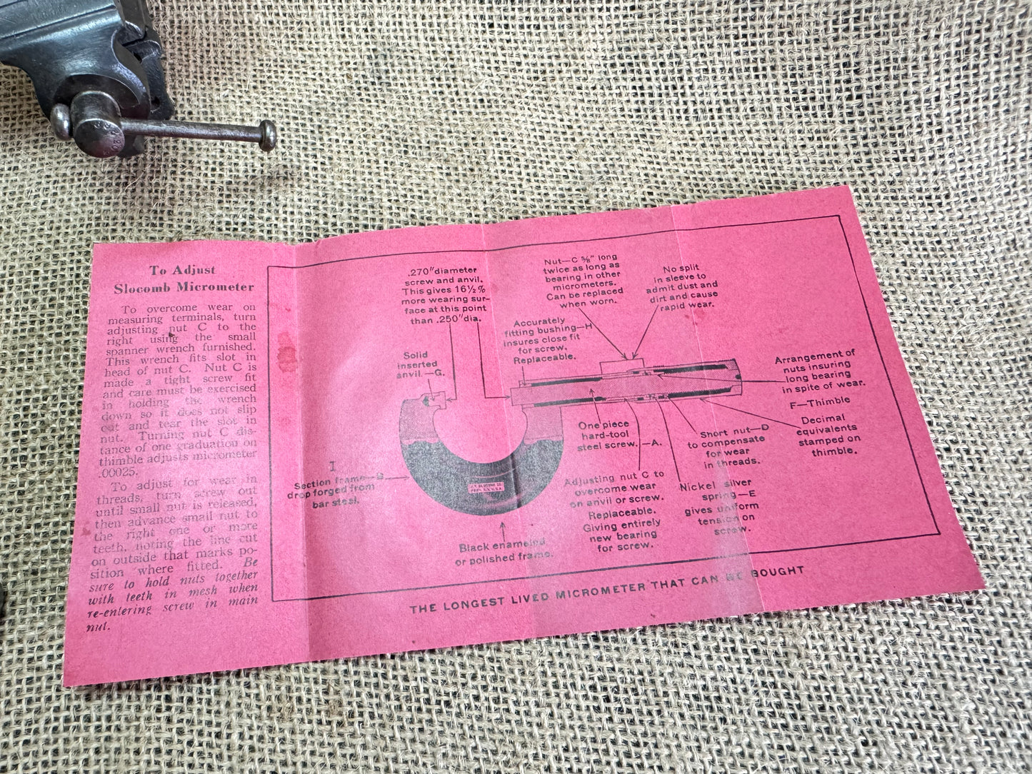 Vintage Slocomb No 27 1-2” Micrometer