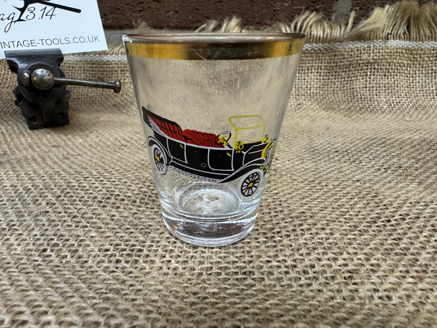Set of 4 Vintage Car Themed Shot Glasses