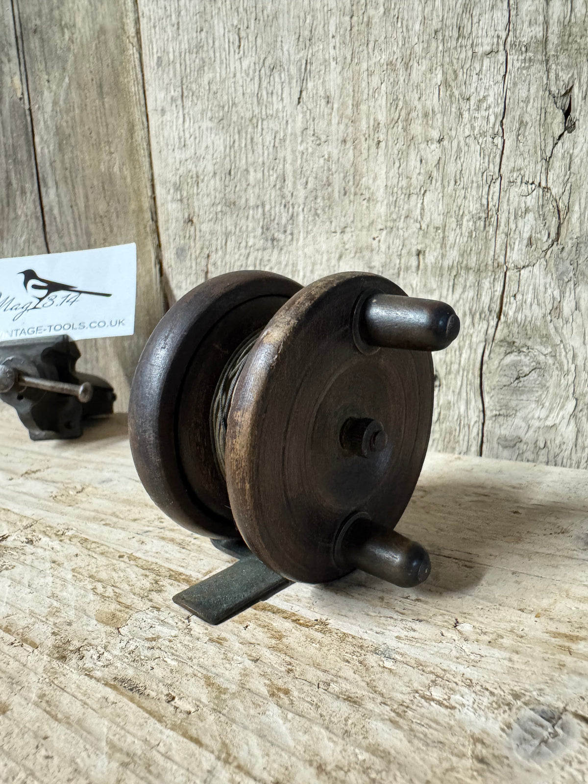 Vintage Wood & Brass Fishing Reel