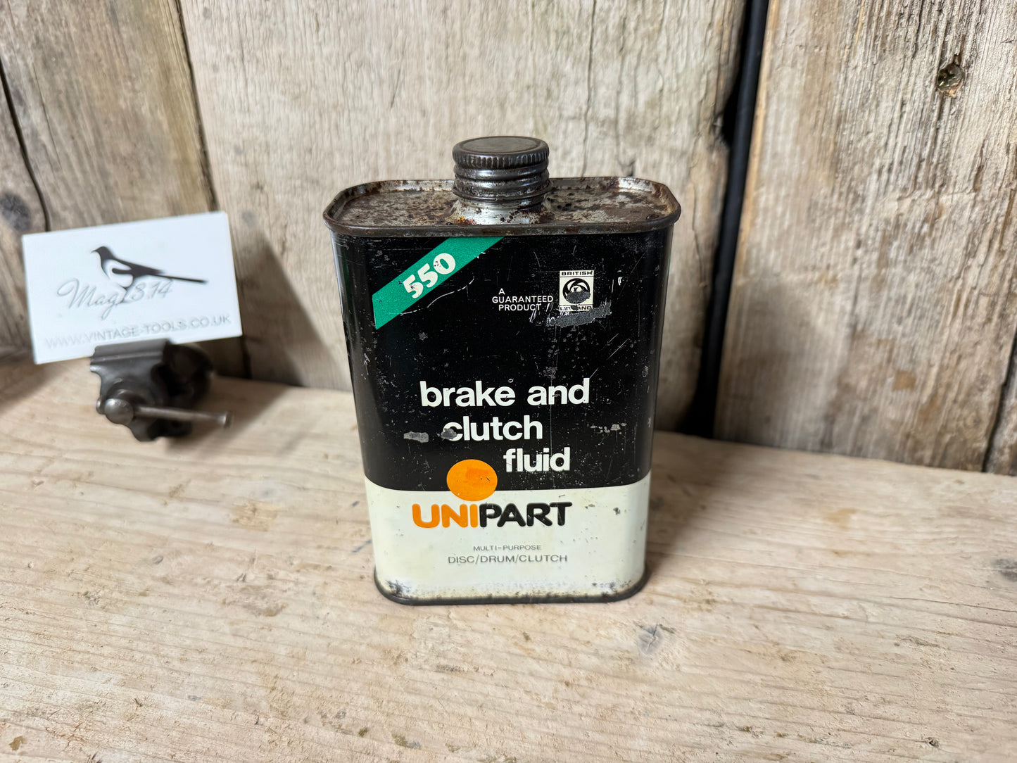 Vintage Unipart 550 Brake & Clutch Fluid Tin Can