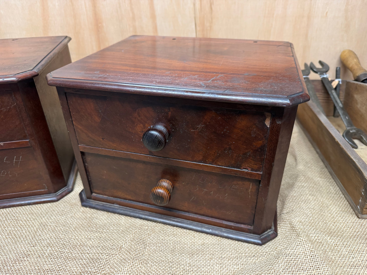 Pair of vintage wooden drawer units