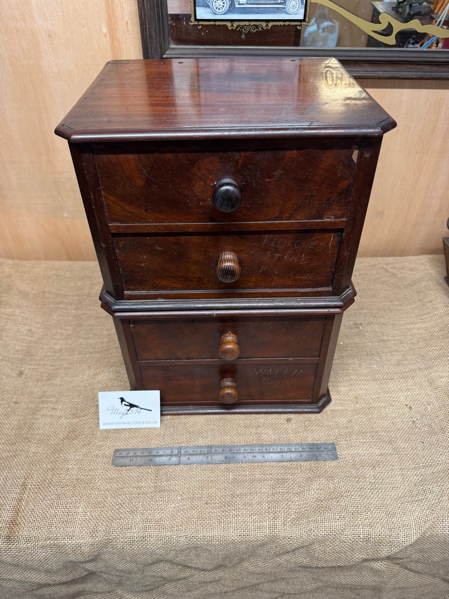 Pair of vintage wooden drawer units