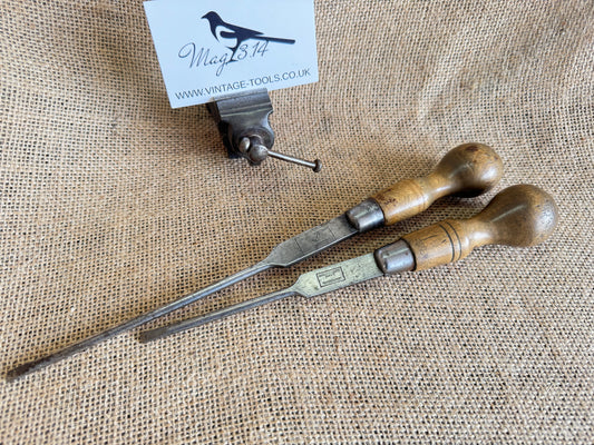 Pair of Vintage WM Marples Shamrock Skidproof Flat Head Screwdrivers