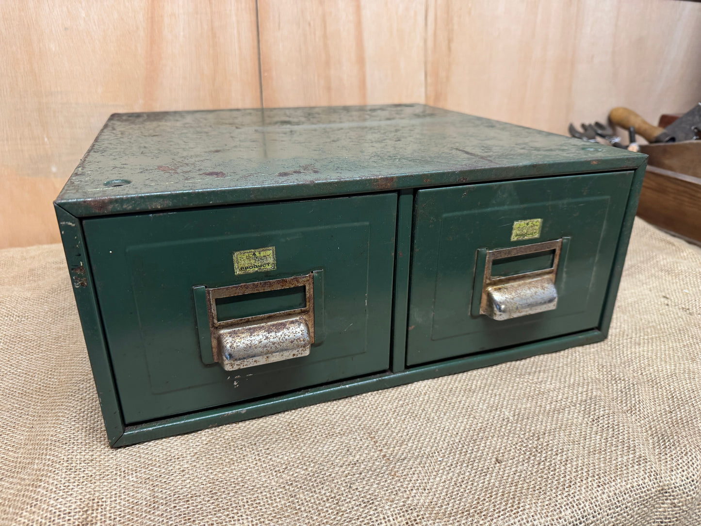 Vintage Blick Green 2 Drawer Card File / Index Cabinet