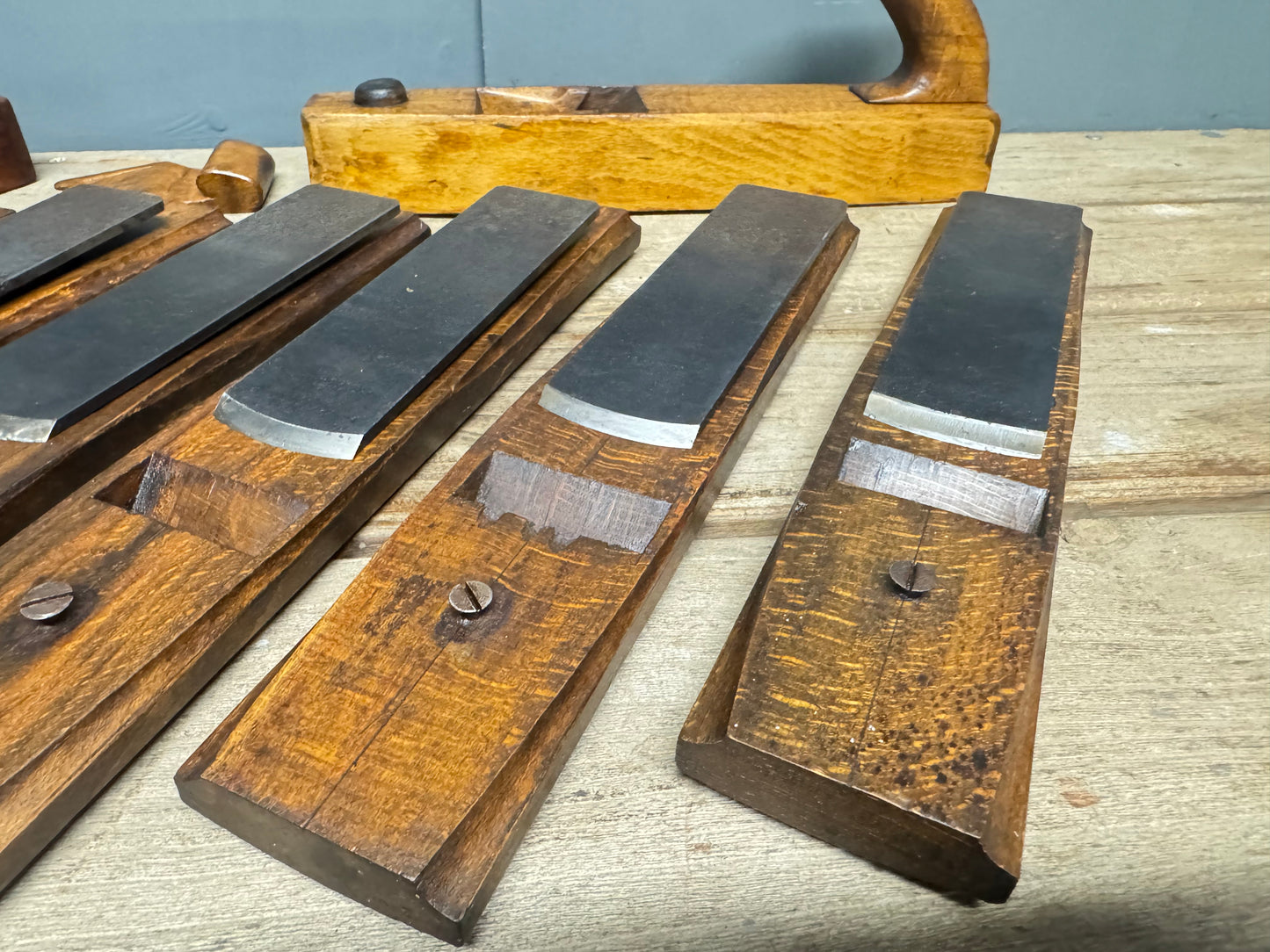 12" Patternmakers Beech Rounding Plane with 6 Interchangeable Soles