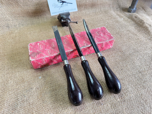 Moore & Wright No 96 Set of 3 Wooden Handle Bearing Scrapers