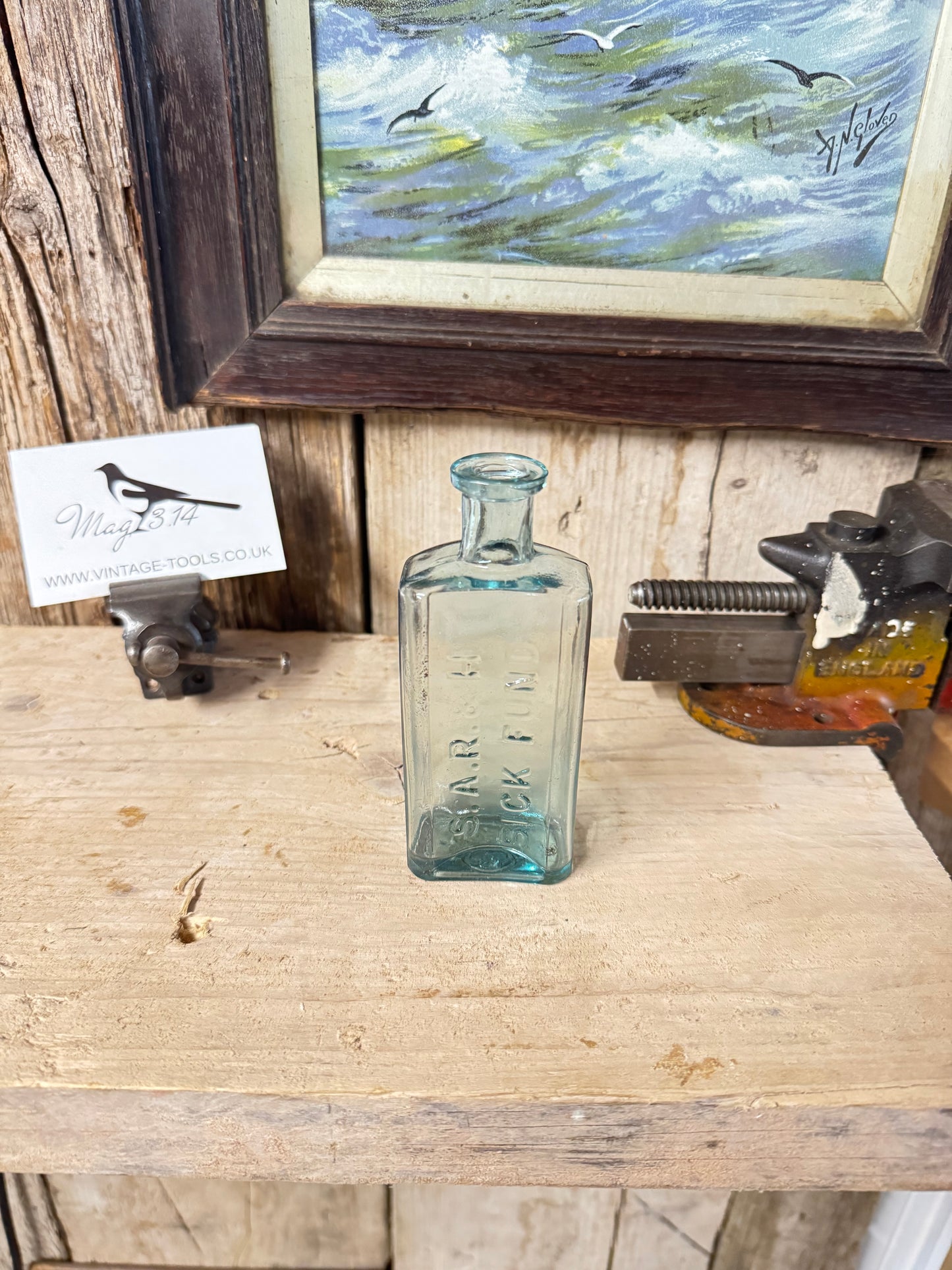 Antique S.A.R & H Glass Medicine Bottle