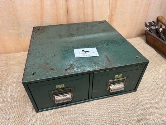 Vintage Blick Green 2 Drawer Card File / Index Cabinet