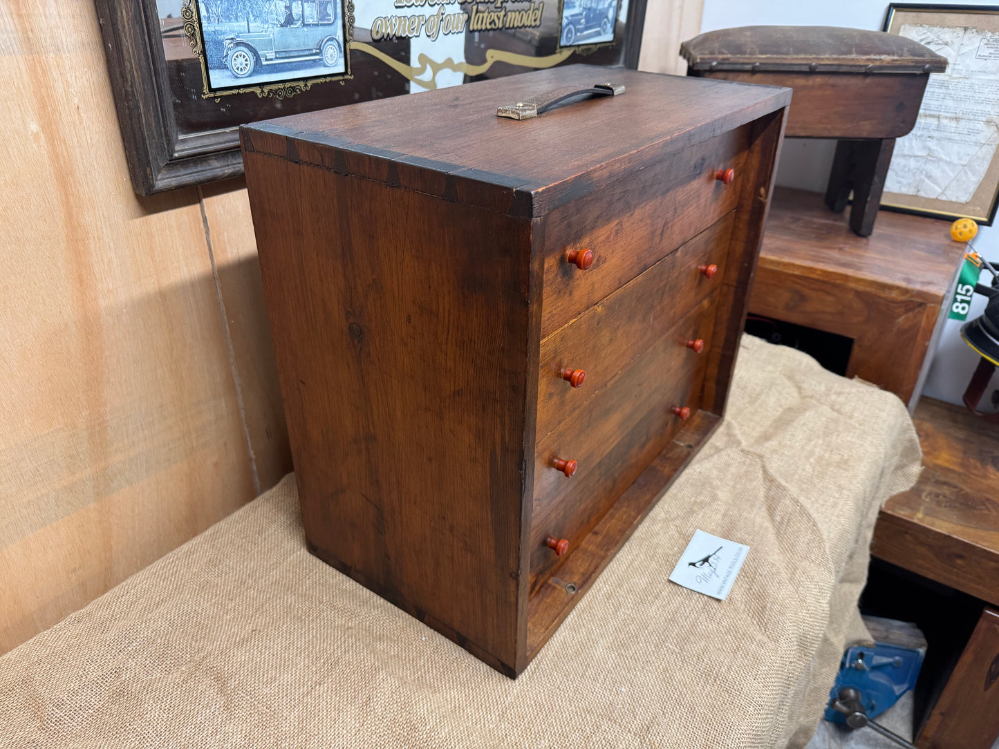 Vintage Pine 4 Drawer Machinist / Engineers Tool Chest