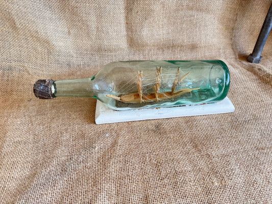 Antique 3 Mast Sailing Ship In A Bottle