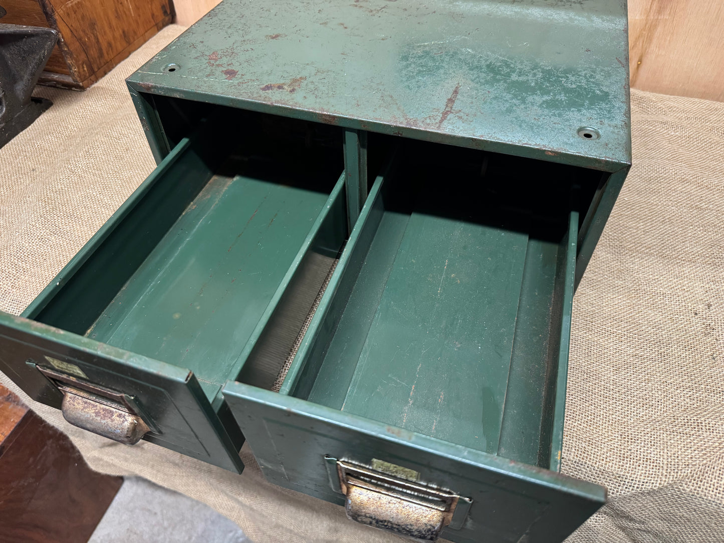 Vintage Blick Green 2 Drawer Card File / Index Cabinet