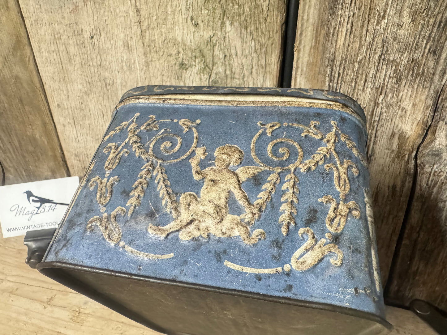 Vintage Coffee Tin with Roman Embossed Procne & Cupid Motiffs