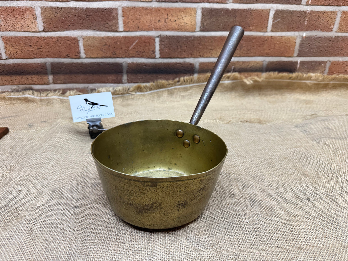 Vintage Brass Pan with Tapered Steel Handle