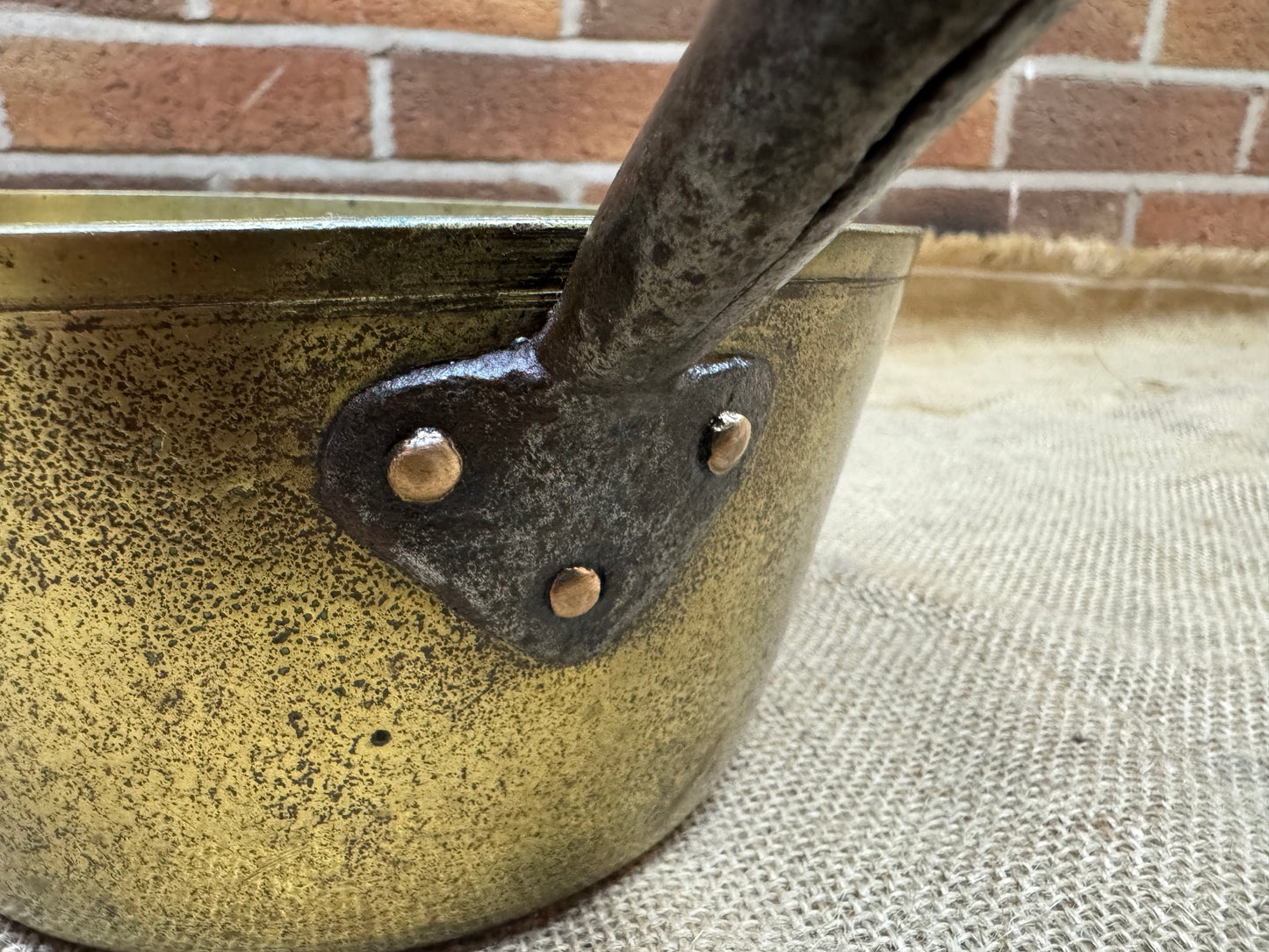 Vintage Brass Pan with Tapered Steel Handle