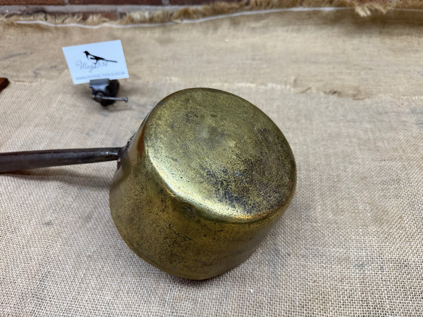 Vintage Brass Pan with Tapered Steel Handle